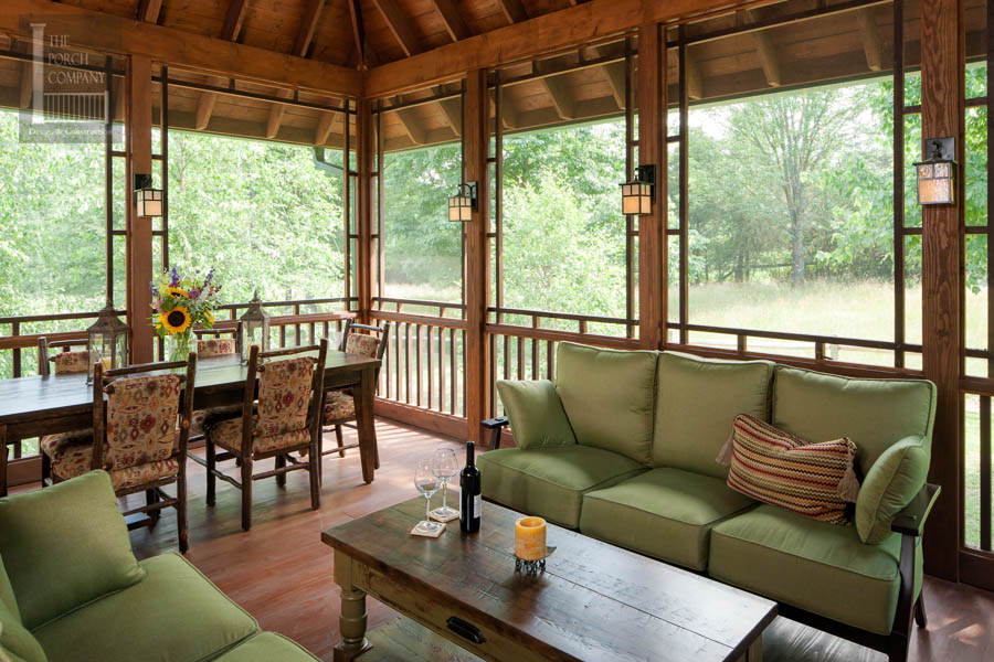 Screened porch with seating and decor - The Porch Company