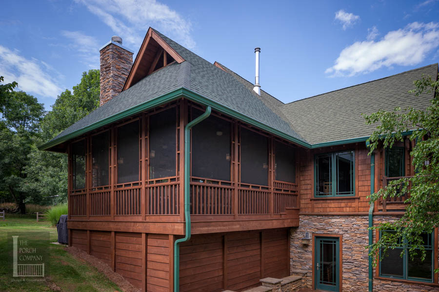 screened porch with gable roof and unique details - the