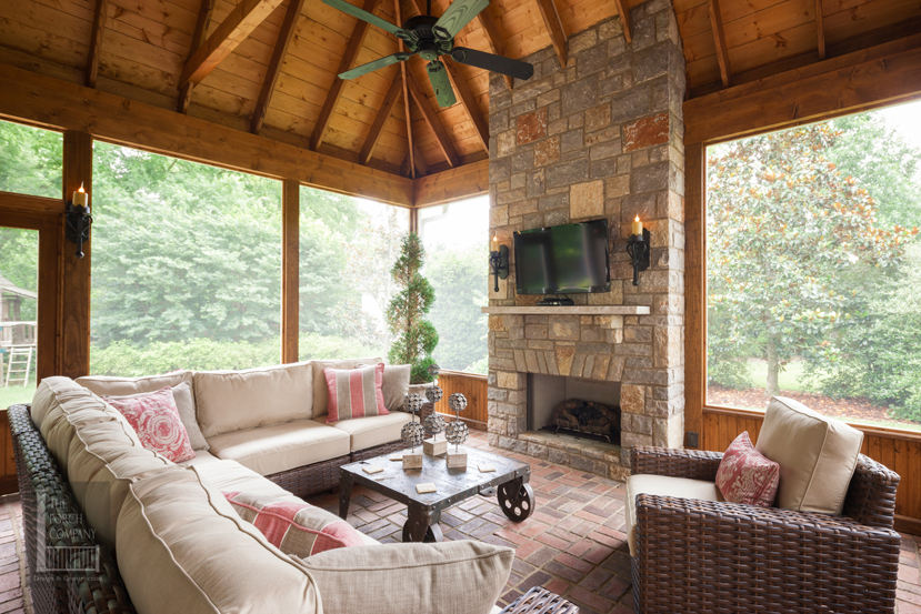 Screened Porch With Outdoor Fireplace Archadeck Of Central Ga