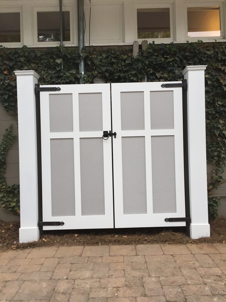 Porch Company Custom PVC gate with fabris inserts