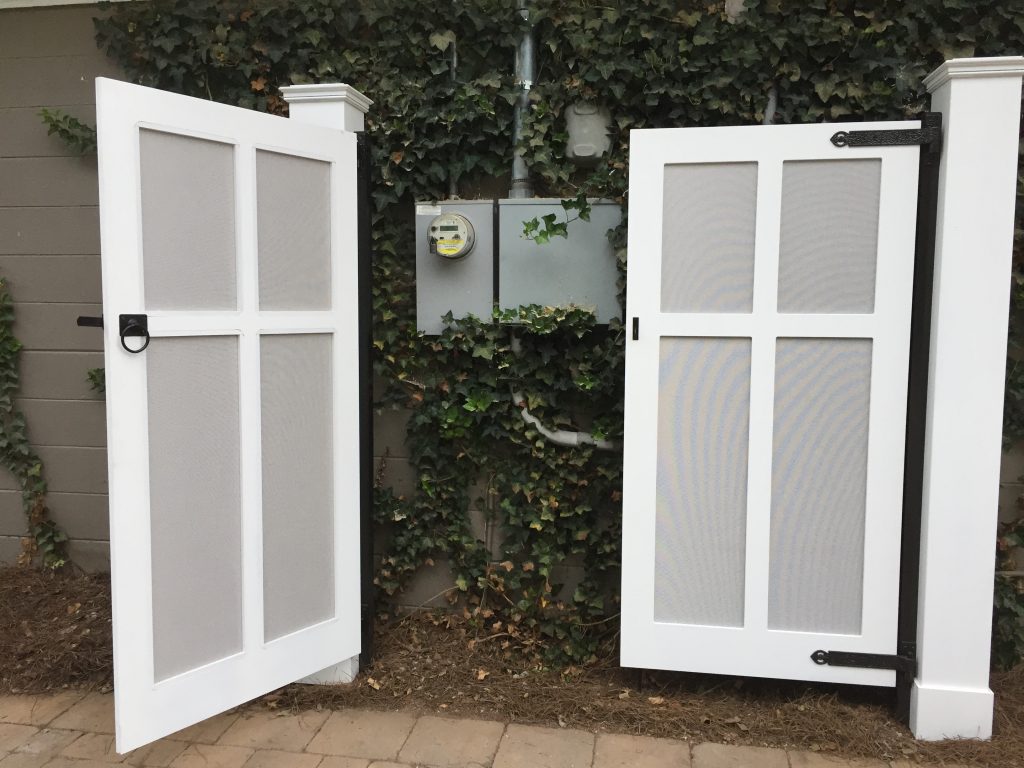 Porch Company Custom PVC gate with fabris inserts