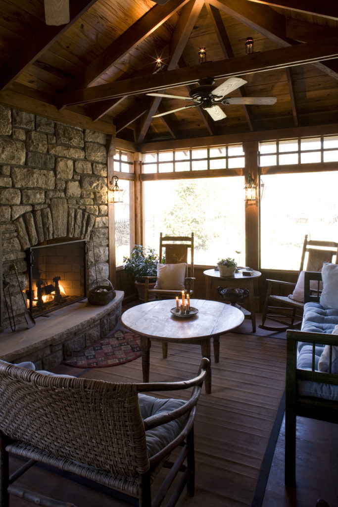 porch company screened porch with custom fireplace