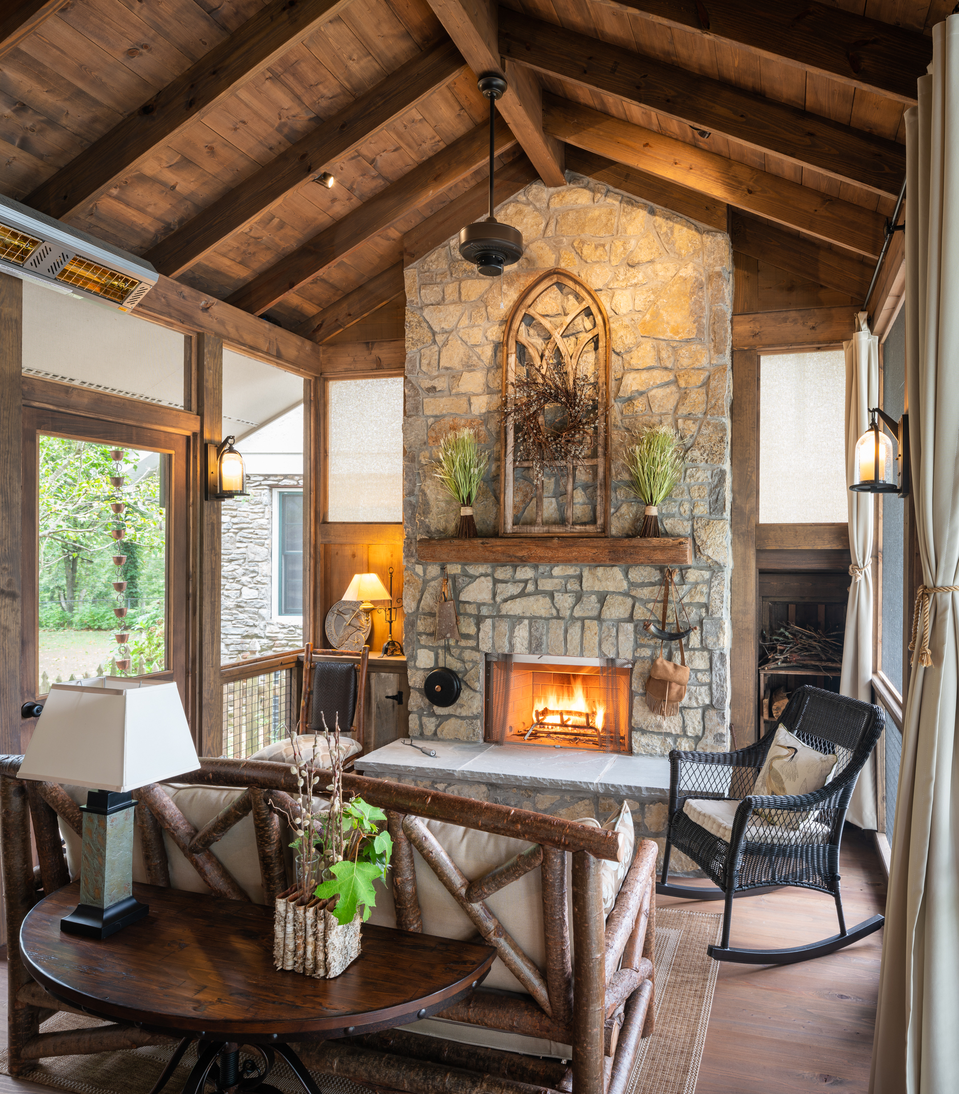 Screened Porch With An Outdoor Fireplace In Madison Tn