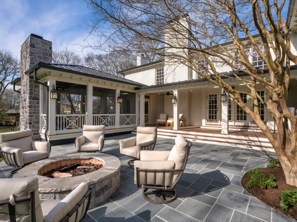 porch-screened-open-air-exterior-pavers-fire-pit-southern-cross-chimney